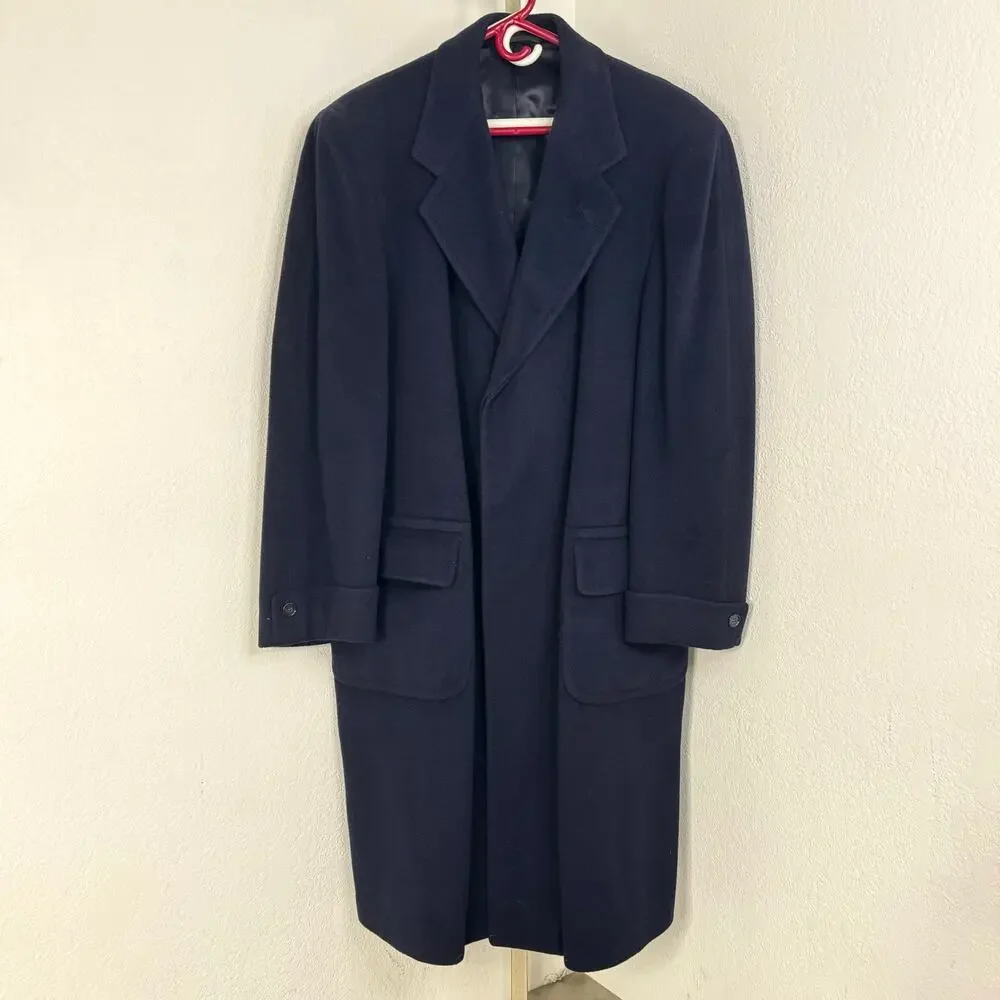 Vintage Men’s 100% Cashmere Navy Coat Overcaot Hart Schaffner & Marx